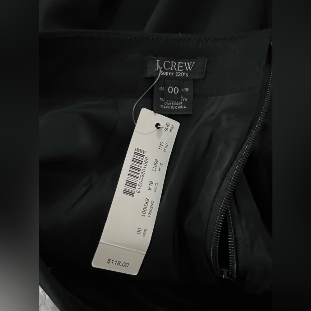 NWT J.Crew Super 120's Solid Black Pencil Skirt Womens size 00 - Picture 11 of 15